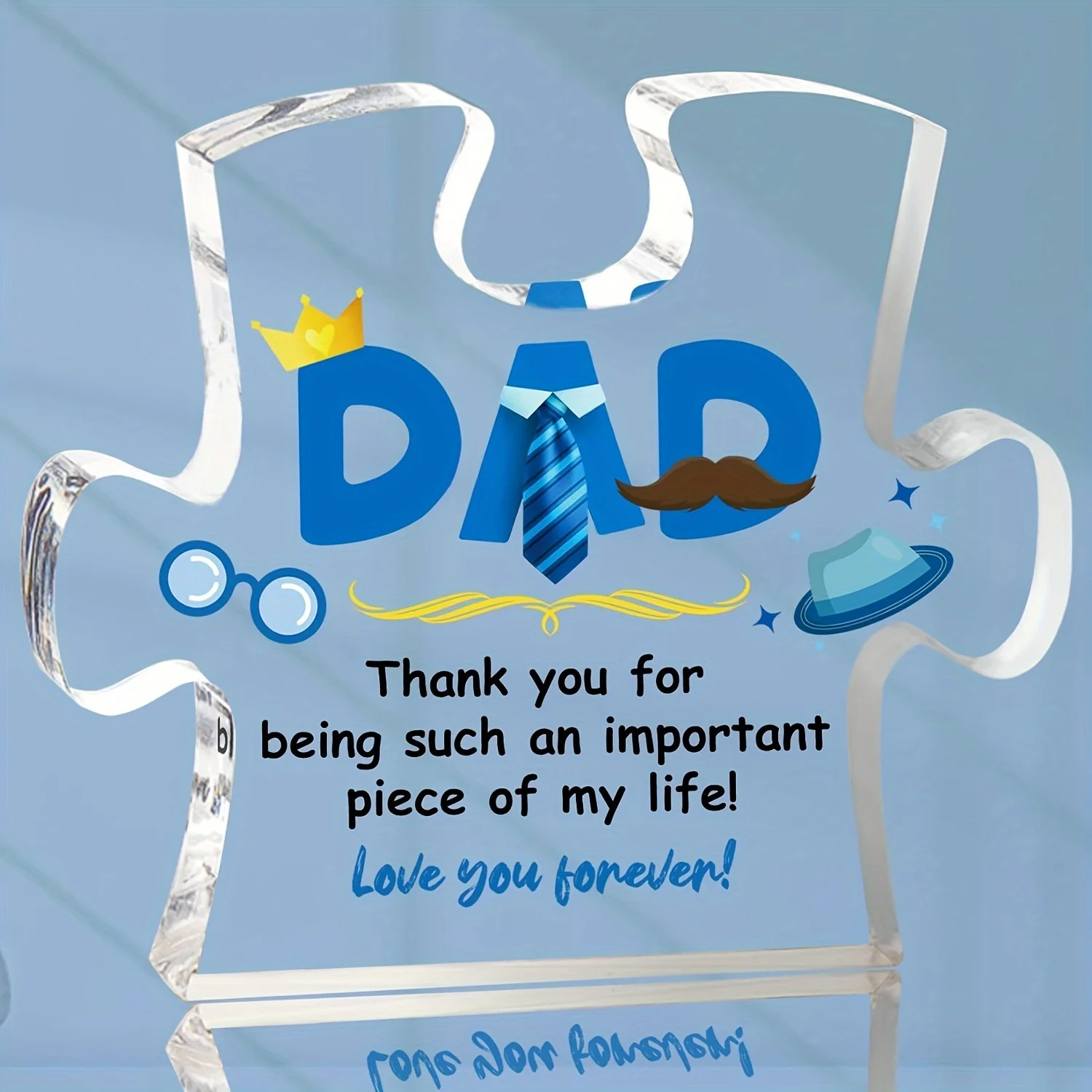 Acrylic Puzzle Plaque with Heartfelt Sayings Gift for Dad from Son or Daughter - CartRare