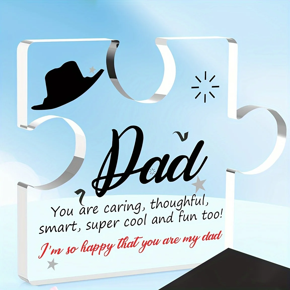 Acrylic Puzzle Piece Gift for Dad Engraved Keepsake from Son & Daughter I Love You Dad - CartRare