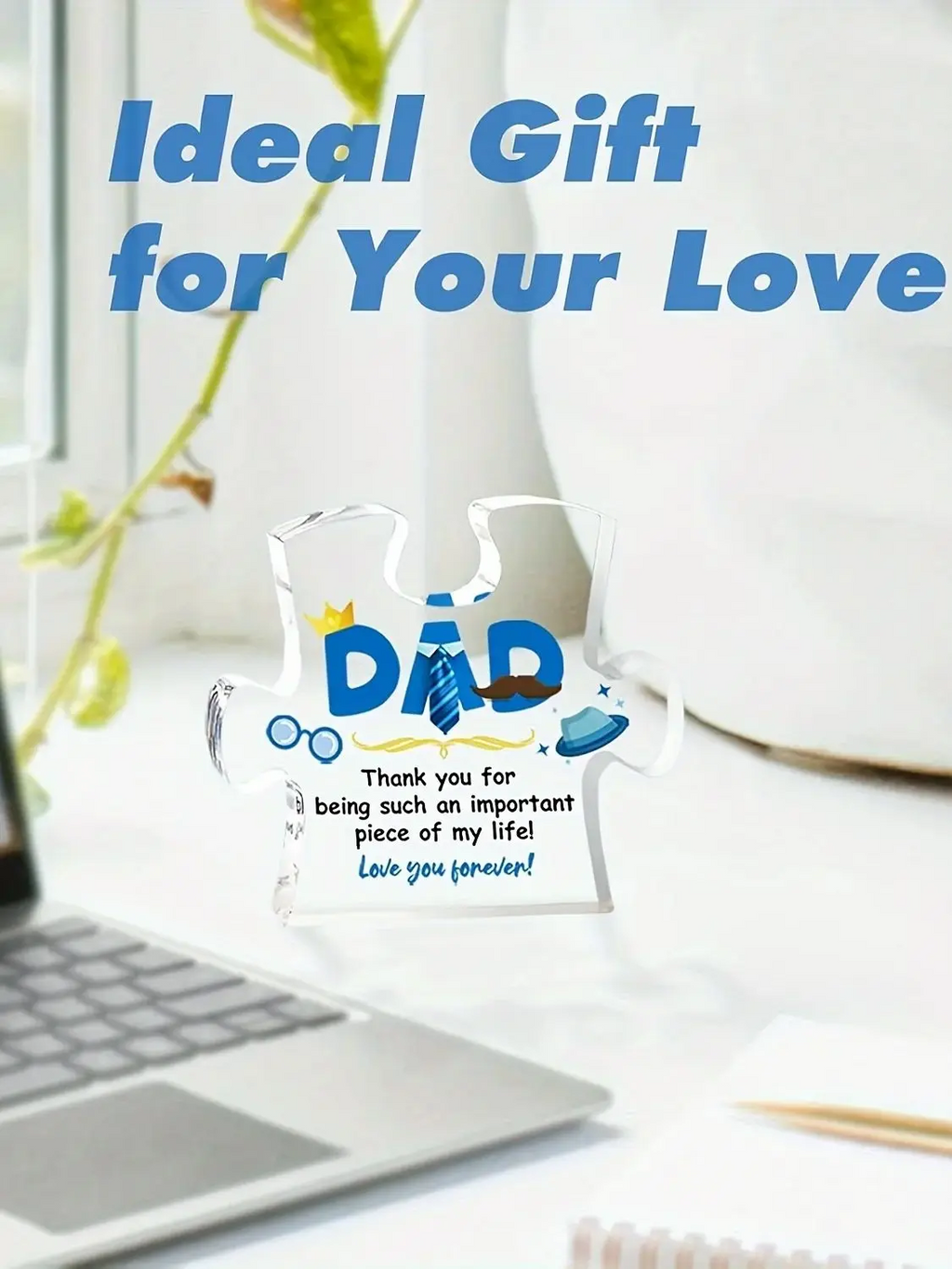 Acrylic Puzzle Plaque with Heartfelt Sayings Gift for Dad from Son or Daughter - CartRare