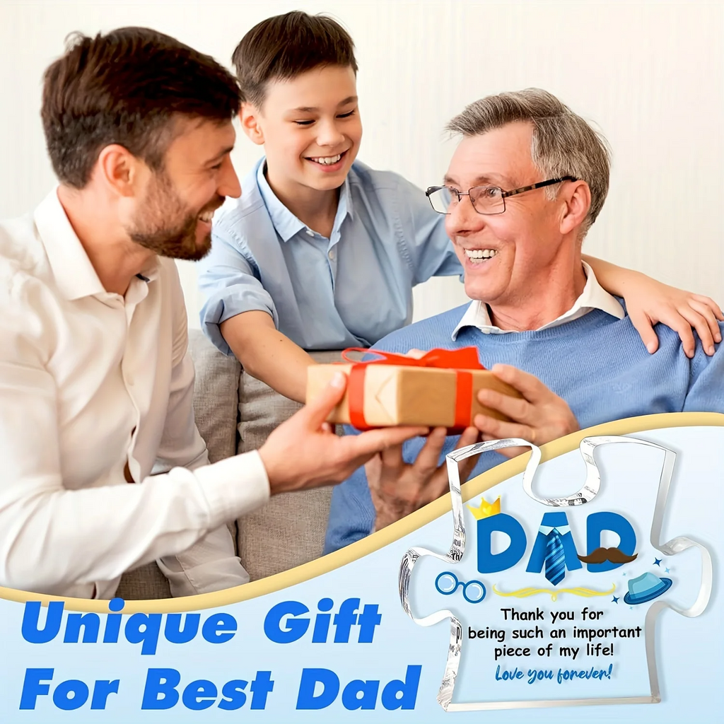 Acrylic Puzzle Plaque with Heartfelt Sayings Gift for Dad from Son or Daughter - CartRare