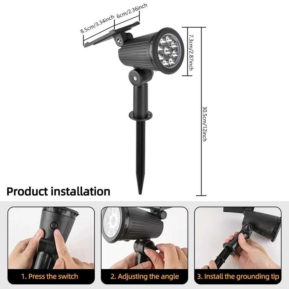 9 LED Solar Spotlights | Waterproof Outdoor Garden & Patio Lights - CartRare