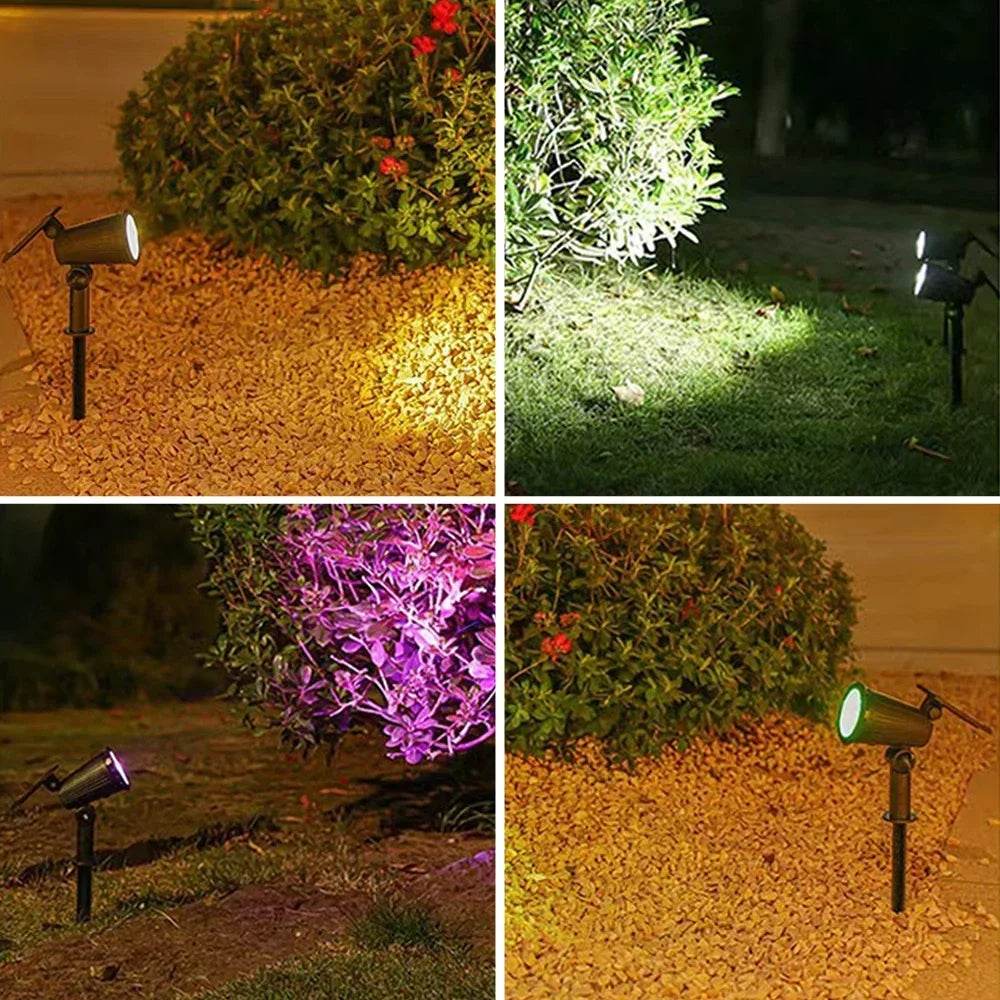 9 LED Solar Spotlights | Waterproof Outdoor Garden & Patio Lights - CartRare