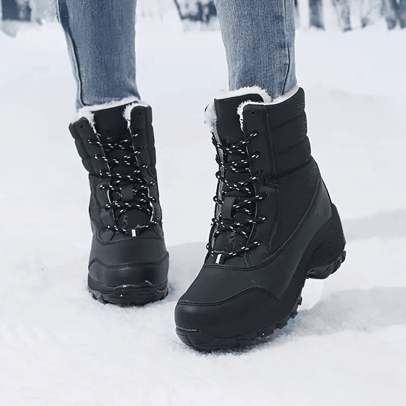 Women’s Waterproof Snow Boots – Warm Fur Platform Winter Shoes with Non-Slip Wedge Sole - CartRare