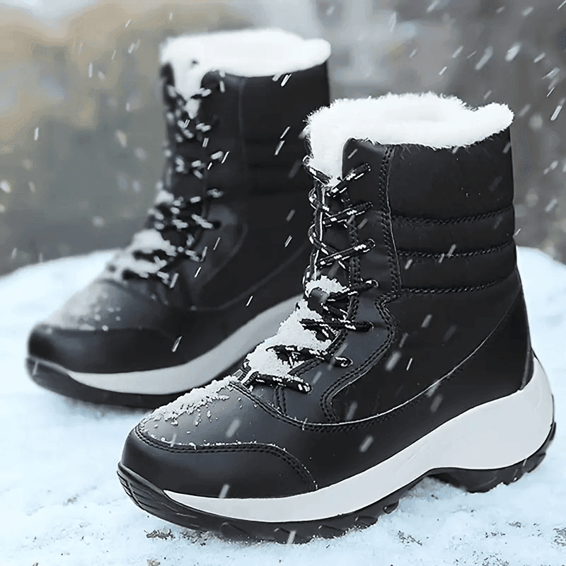 Women’s Waterproof Snow Boots – Warm Fur Platform Winter Shoes with Non-Slip Wedge Sole - CartRare