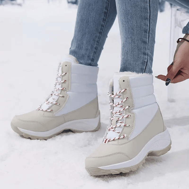 Women’s Waterproof Snow Boots – Warm Fur Platform Winter Shoes with Non-Slip Wedge Sole - CartRare