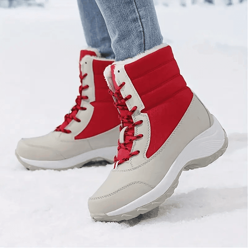 Women’s Waterproof Snow Boots – Warm Fur Platform Winter Shoes with Non-Slip Wedge Sole - CartRare