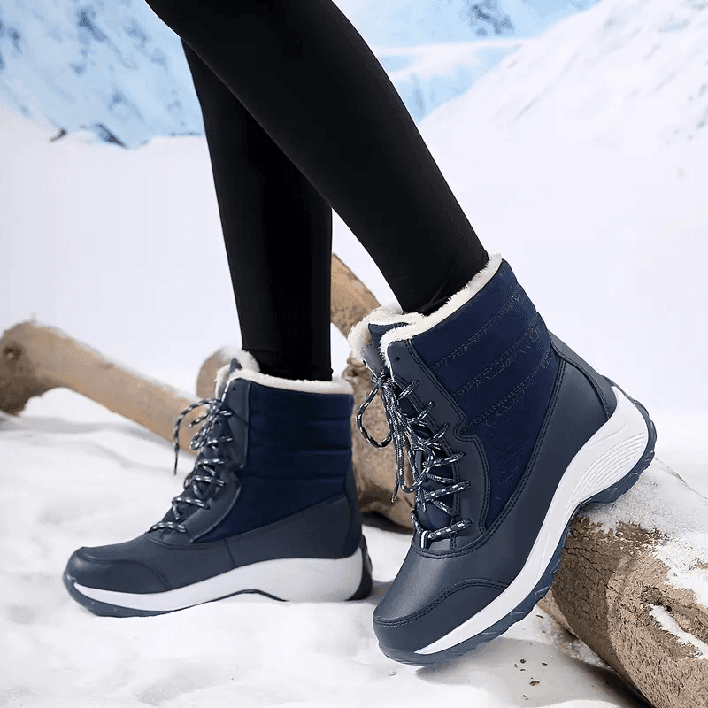 Women’s Waterproof Snow Boots – Warm Fur Platform Winter Shoes with Non-Slip Wedge Sole - CartRare