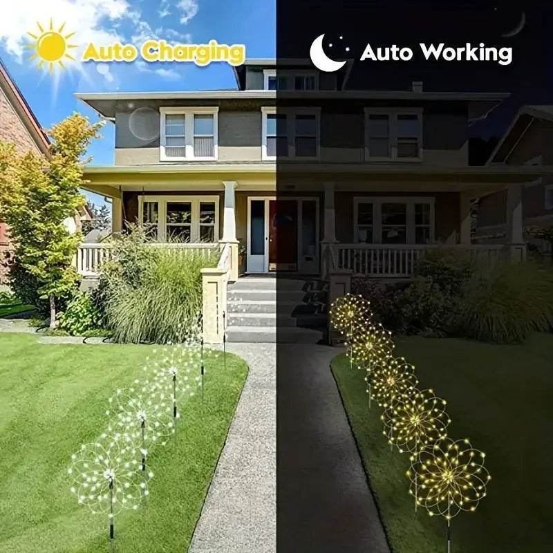 Solar Garden Waterproof Lights Fireworks Lights - CartRare