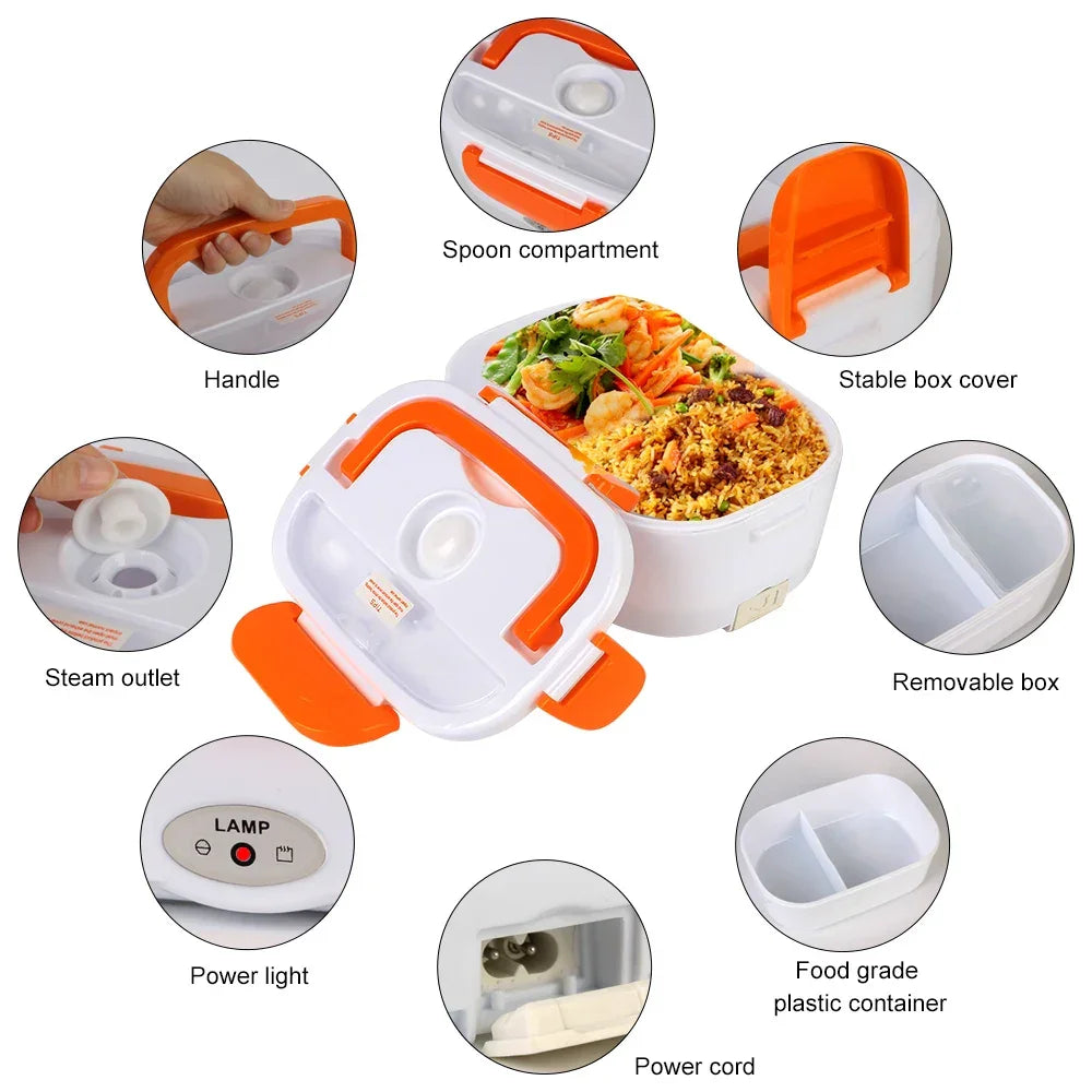 Fast Heating Electric Lunch Box - 12V/220V EU Plug, Portable Food Warmer for Car, Travel, Work - CartRare