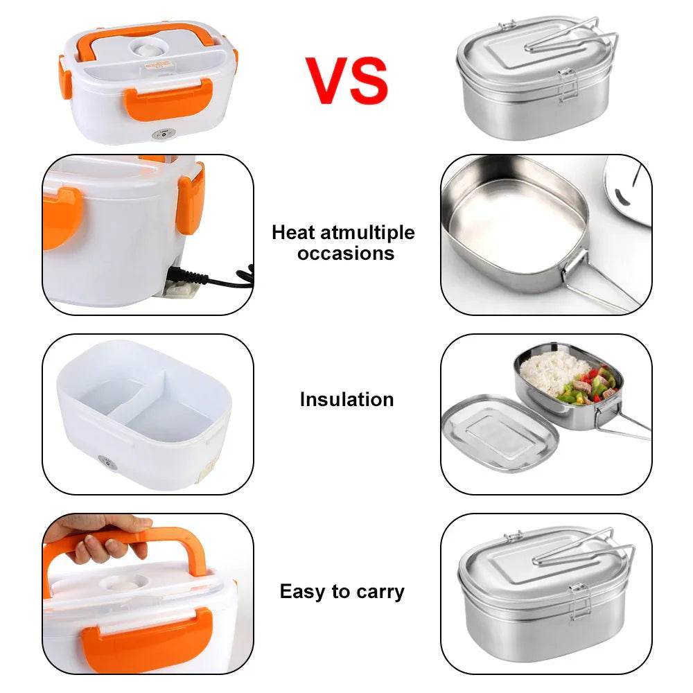 Fast Heating Electric Lunch Box - 12V/220V EU Plug, Portable Food Warmer for Car, Travel, Work - CartRare