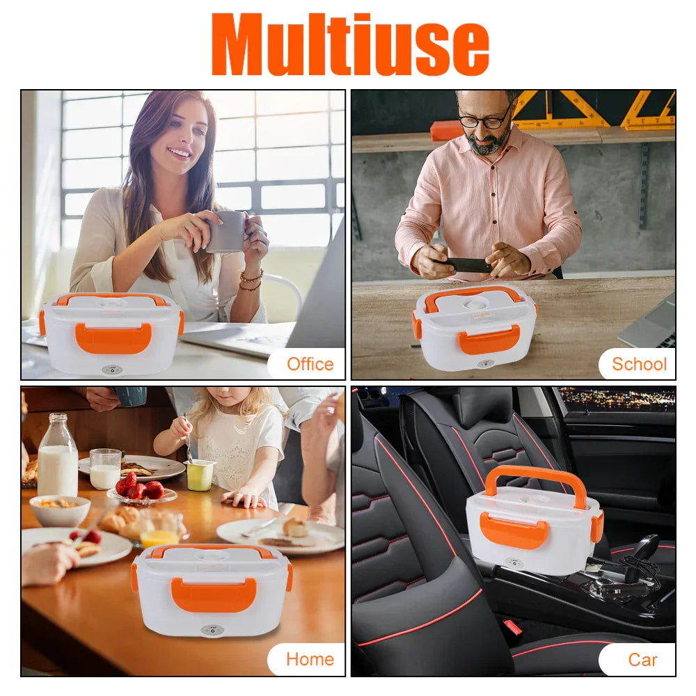Fast Heating Electric Lunch Box - 12V/220V EU Plug, Portable Food Warmer for Car, Travel, Work - CartRare