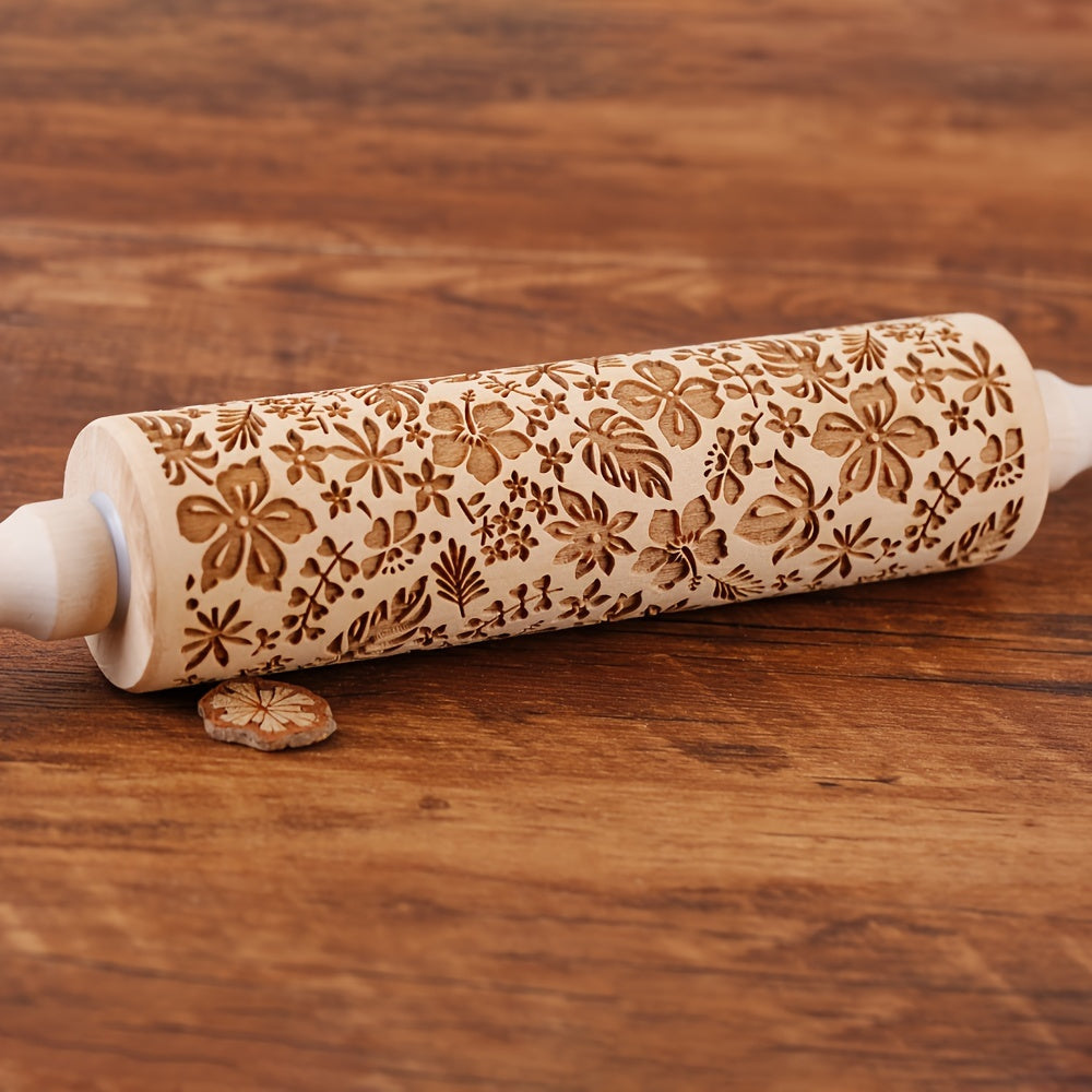 Premium Patterned Wooden Rolling Pin Embossed Dough & Baking Tool for All Designs