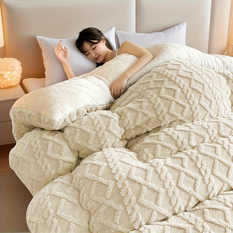 Thick Winter Blanket for Bed Soft Flannel & Artificial Lamb Cashmere Warm, Cozy & Comfortable Quilt Comforter