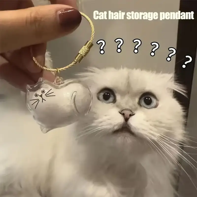 Cat Fur Memorial Keychain Transparent Pet Hair Keepsake Pendant
