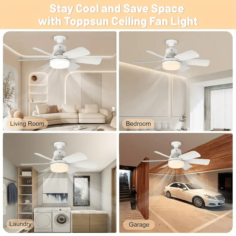 LED 30W Ceiling Fan Light with Remote Control – Dimmable E27 for Living Room, Study & Home Use (85-265V) - CartRare