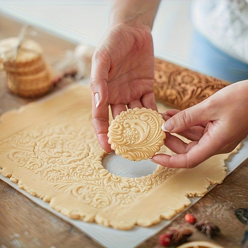 Premium Patterned Wooden Rolling Pin Embossed Dough & Baking Tool for All Designs