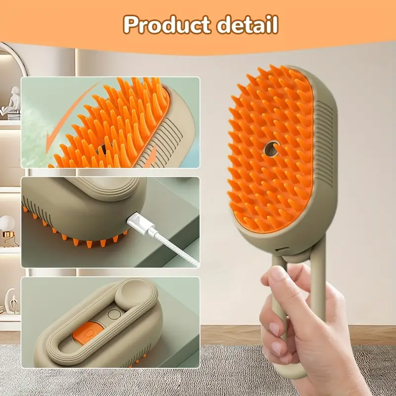 3-in-1 Electric Pet Brush – Steam Cleaner, Hair Remover & Massager for Dogs & Cats - CartRare