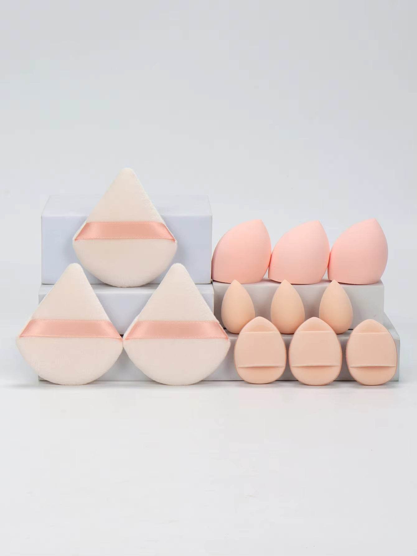12-Piece Makeup Sponge Set – Loose Powder Puffs, Mini Cushions, Beauty Blenders for All Uses - CartRare