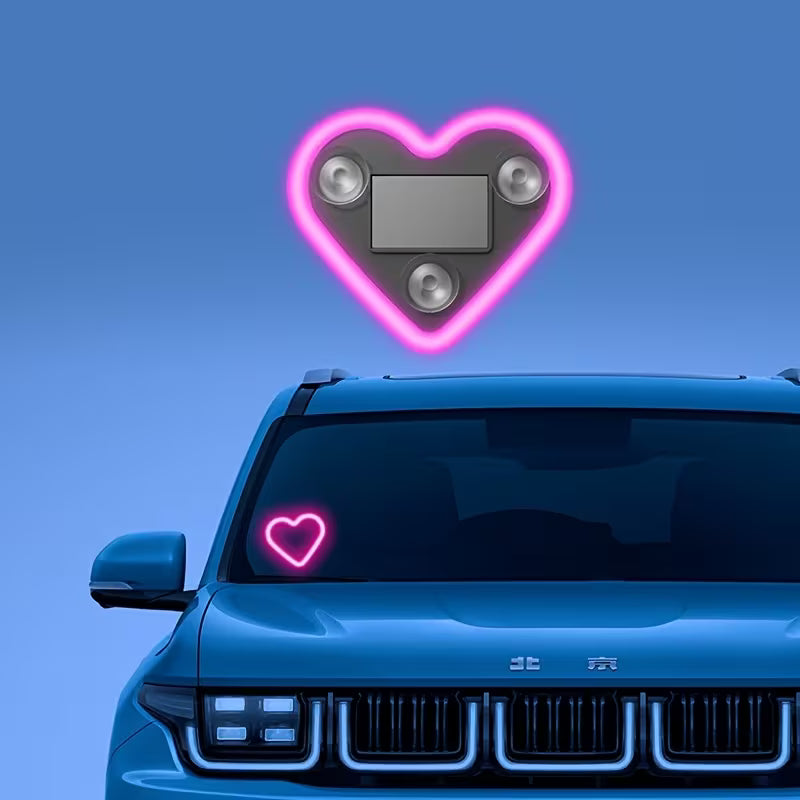 LED Car Heart Display – Romantic Pixel LED Heart Light for Car Rear Window