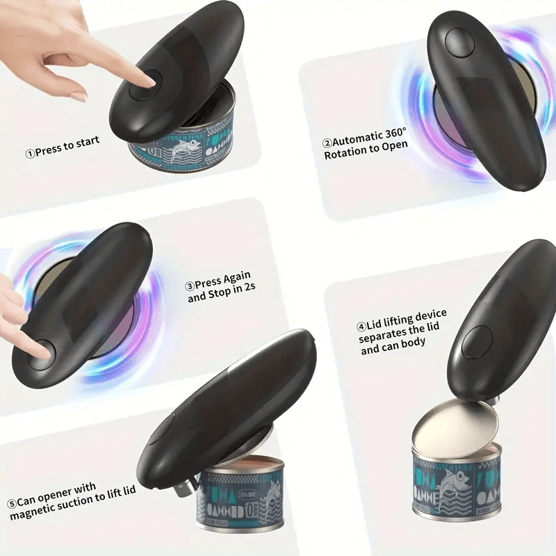 One Touch Electric Can Opener – Automatic Hands-Free Jar & Bottle Opener for Easy Kitchen Use - CartRare