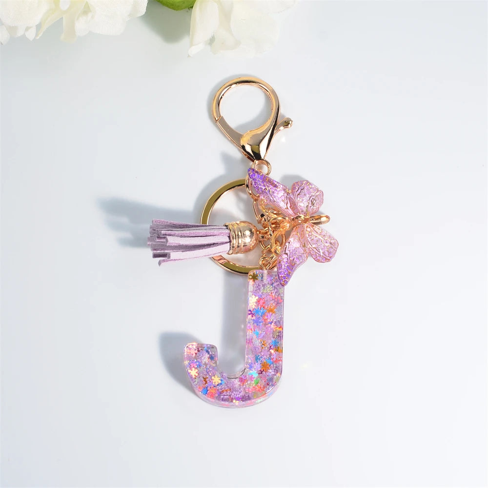 A–Z Personalized Butterfly Tassel Keychain – Custom Initial Gift for Women