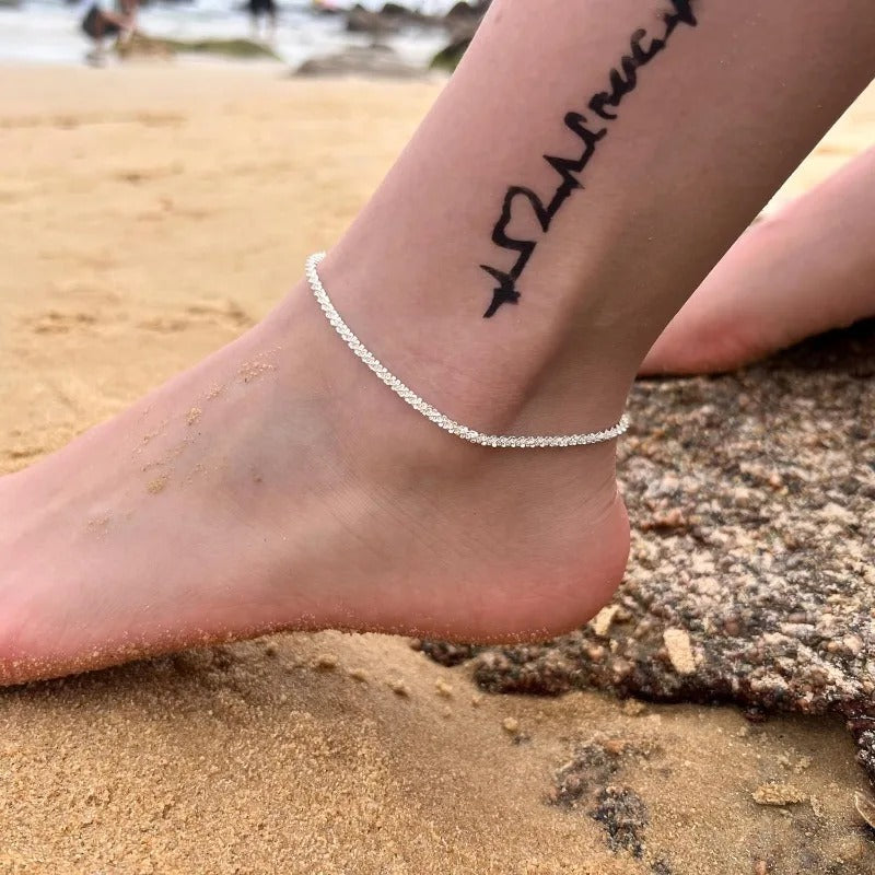 Dainty Layered Waterproof Anklet for Women - Adjustable Cross Pendant Sparkling Beach Jewelry - CartRare