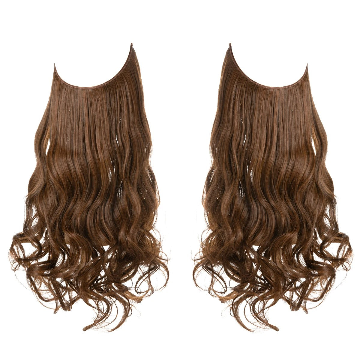 Premium Synthetic Invisible Wire Hair Extensions – Long Wavy Synthetic Hairpiece for Women, No Clips - CartRare