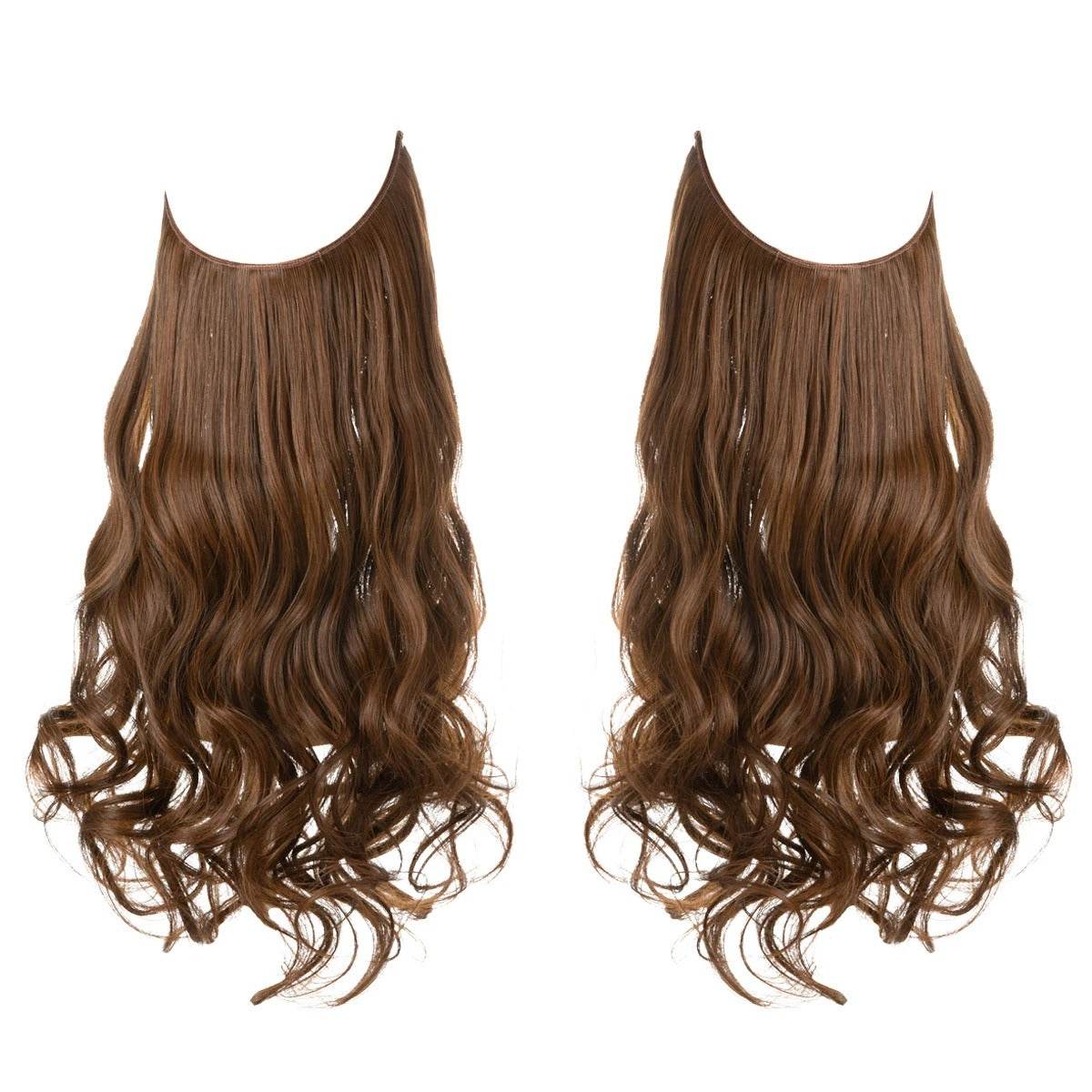 Premium Synthetic Invisible Wire Hair Extensions – Long Wavy Synthetic Hairpiece for Women, No Clips - CartRare