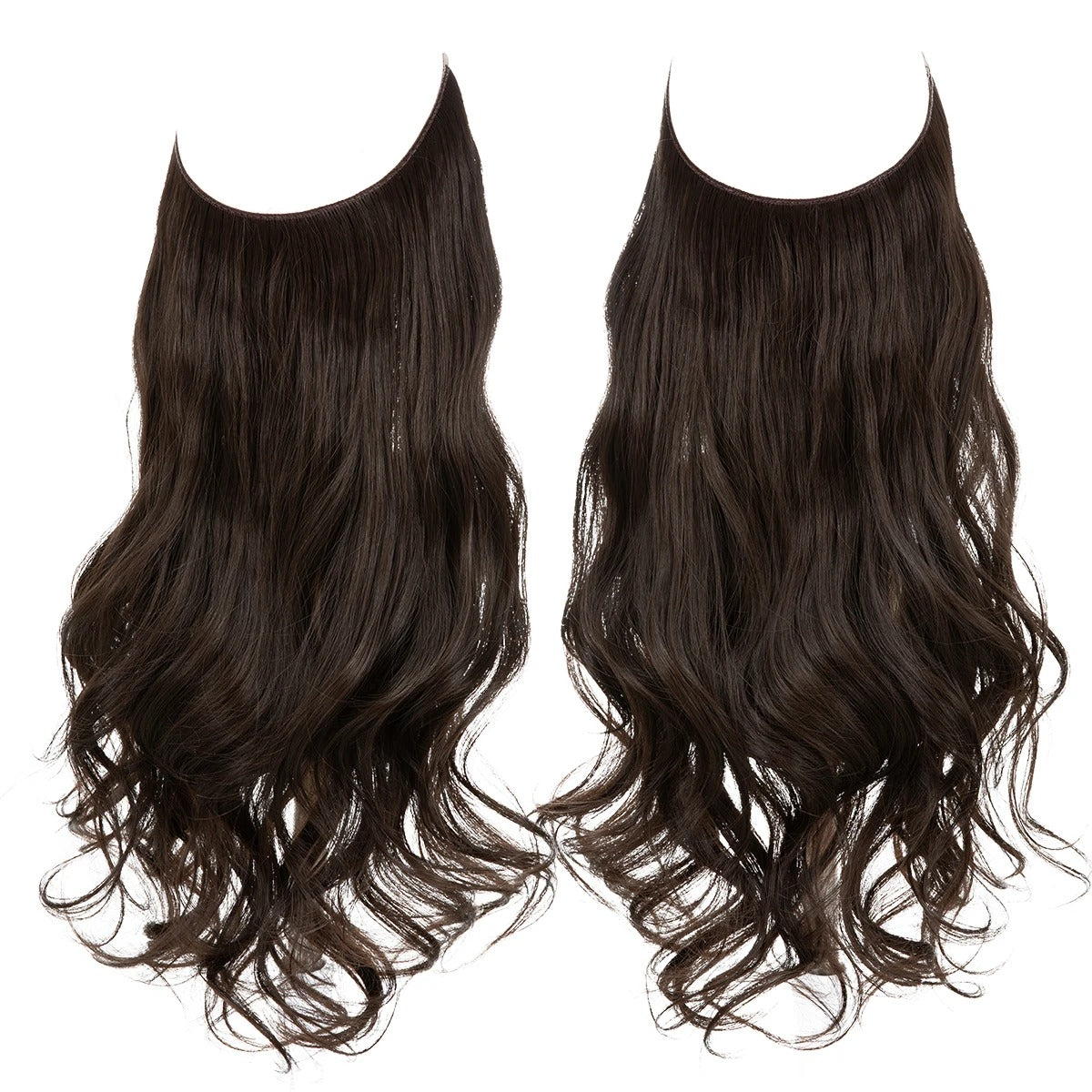 Premium Synthetic Invisible Wire Hair Extensions – Long Wavy Synthetic Hairpiece for Women, No Clips - CartRare