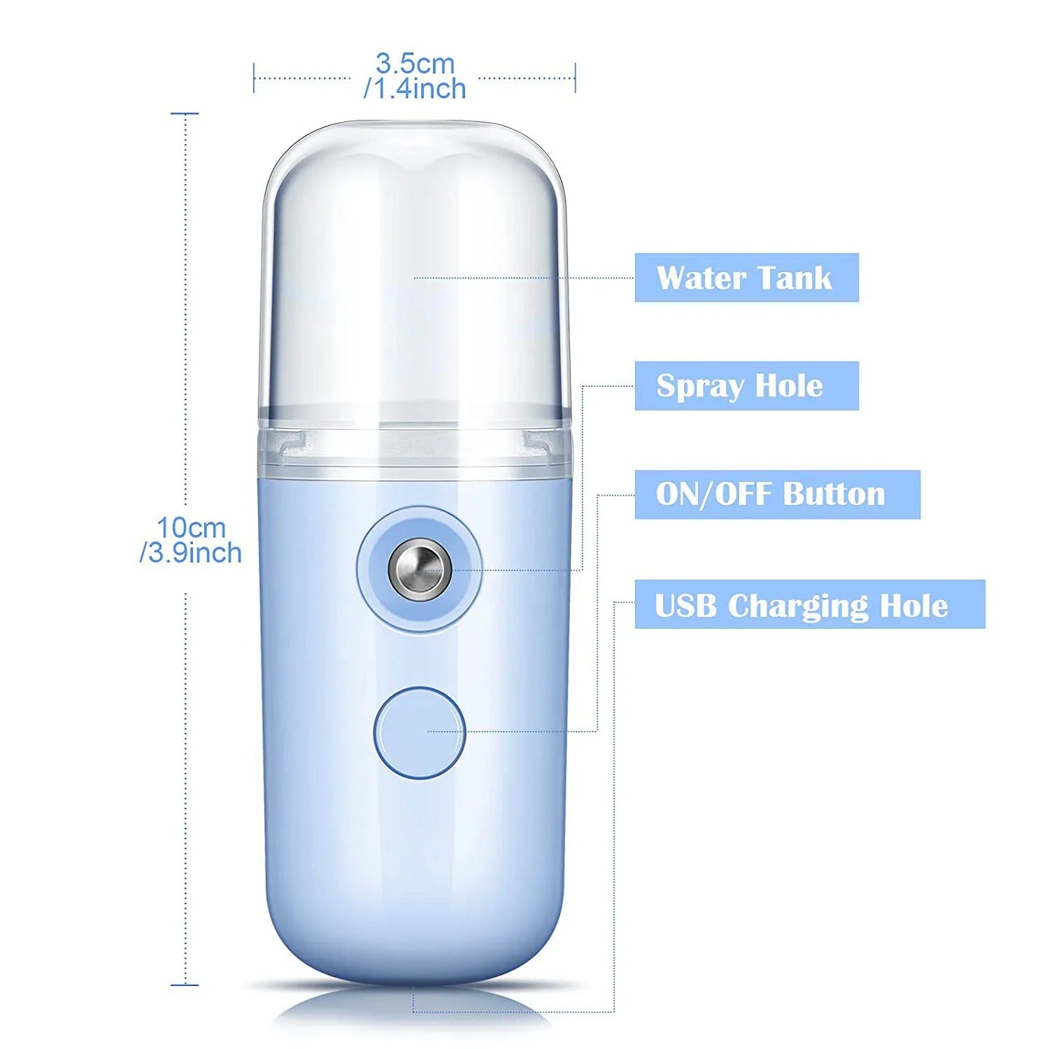 Nano Mist Facial Steamer – Portable 30ml Cool Mist Sprayer for Skin Hydration and Refreshing - CartRare