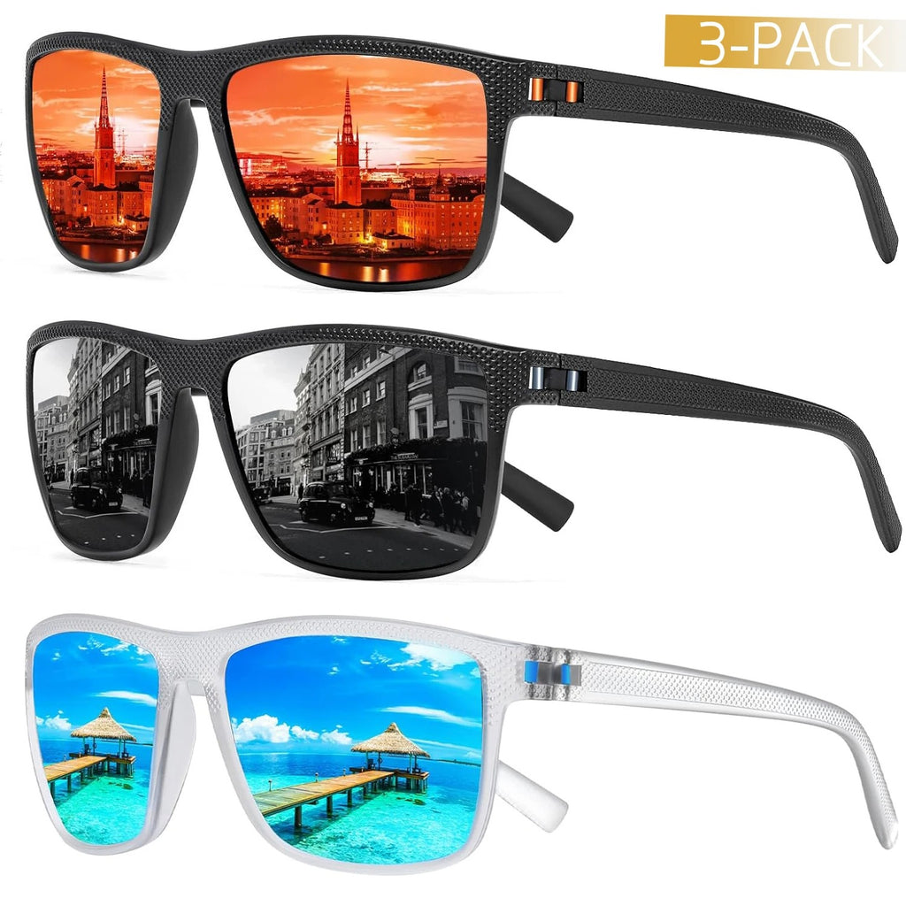 3-Pack Polarized Sunglasses – UV400 Anti-Glare Shades for Men & Women - CartRare
