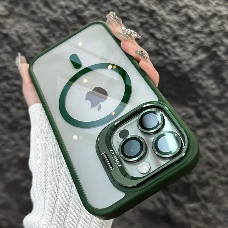 Luxury Magnetic Shockproof iPhone Case with Stand and Lens Protection - CartRare