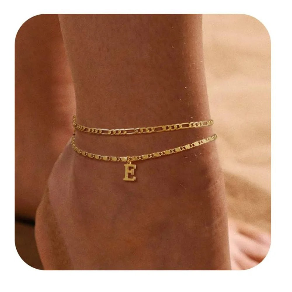 26 Letters A-Z Stainless Steel Chain Anklets For Women - CartRare