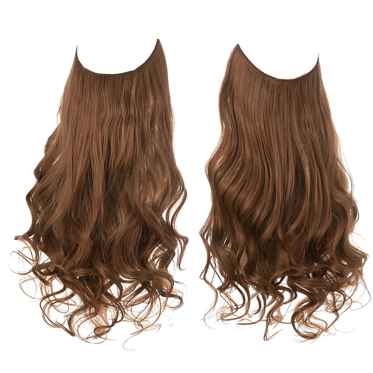 Premium Synthetic Invisible Wire Hair Extensions – Long Wavy Synthetic Hairpiece for Women, No Clips - CartRare