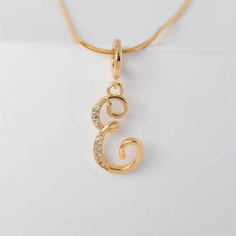 Gold Letter Pendant Necklace for Women – A-Z Alphabet Zircon Crystal Choker, Snake Chain Jewelry Gift - CartRare