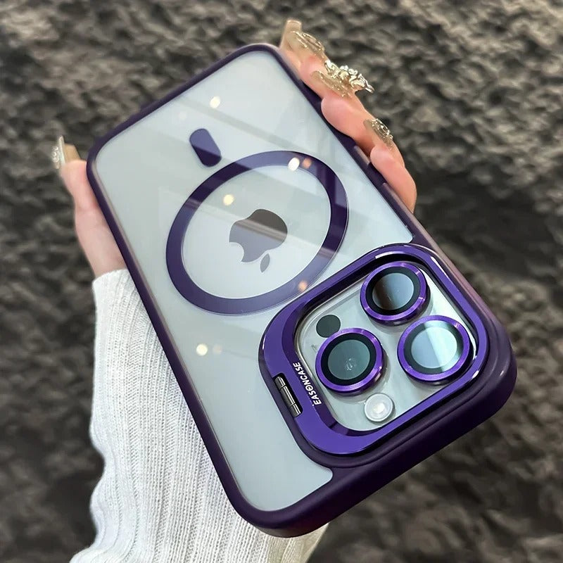 Luxury Magnetic Shockproof iPhone Case with Stand and Lens Protection - CartRare