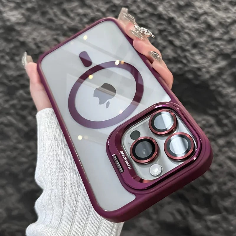 Luxury Magnetic Shockproof iPhone Case with Stand and Lens Protection - CartRare