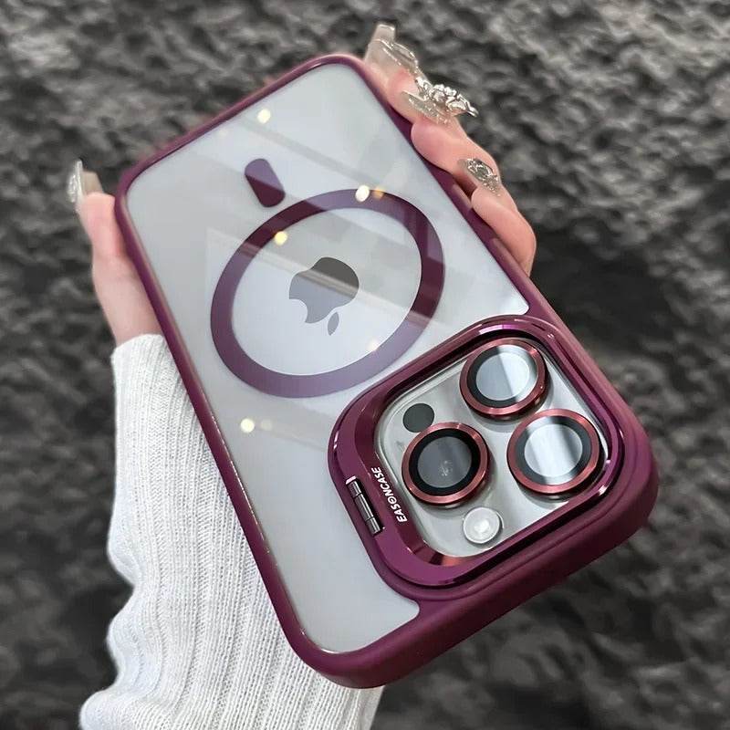 Luxury Magnetic Shockproof iPhone Case with Stand and Lens Protection - CartRare