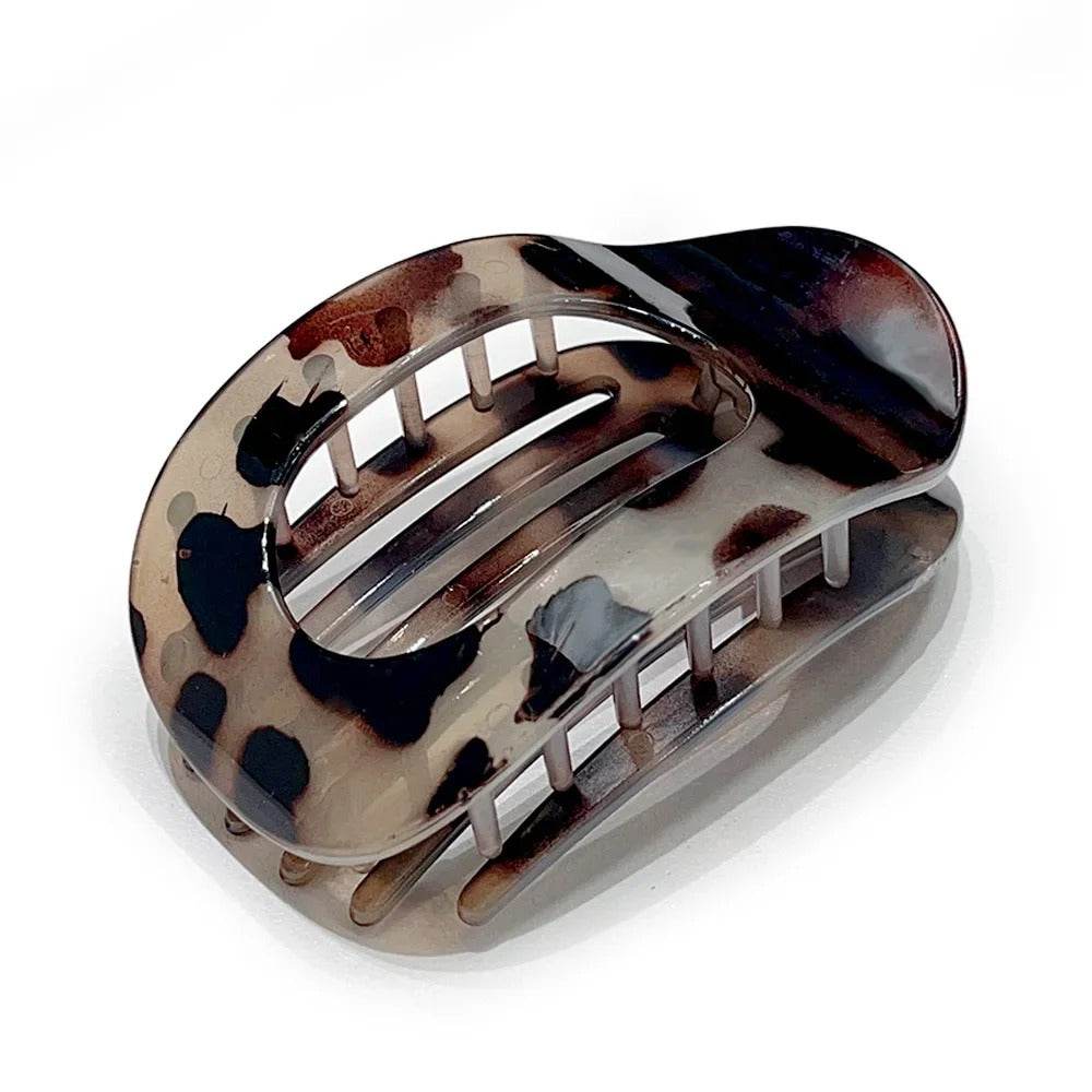 Leopard Matte Oval Hair Claw Clip – Curved Barrette for Women - CartRare