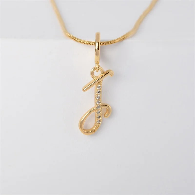 Gold Letter Pendant Necklace for Women – A-Z Alphabet Zircon Crystal Choker, Snake Chain Jewelry Gift - CartRare