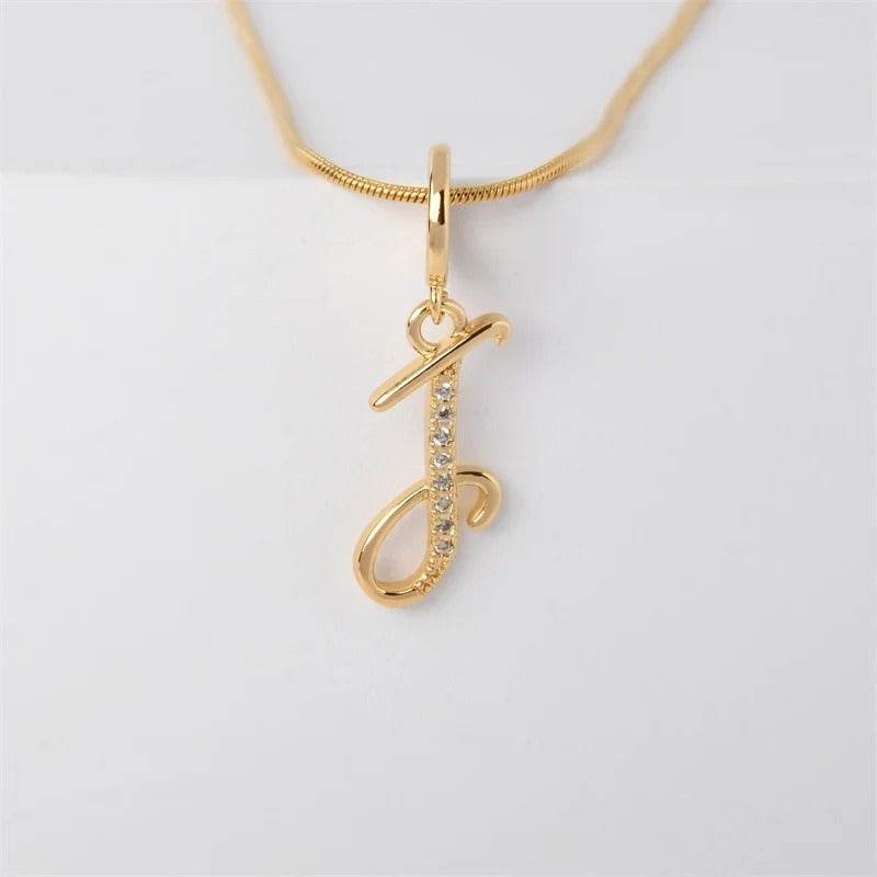 Gold Letter Pendant Necklace for Women – A-Z Alphabet Zircon Crystal Choker, Snake Chain Jewelry Gift - CartRare