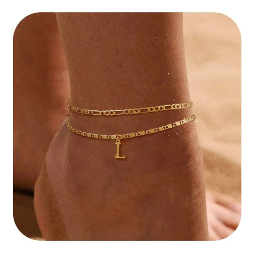 26 Letters A-Z Stainless Steel Chain Anklets For Women - CartRare