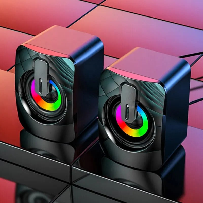 USB Wired HiFi Stereo Computer Speakers with LED Lights - CartRare