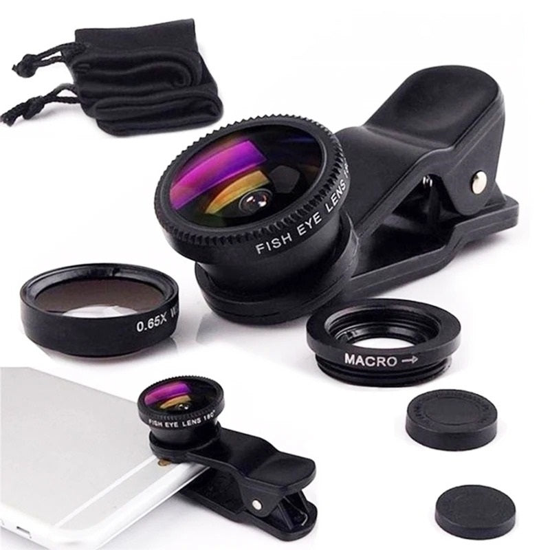3-in-1 Smartphone Camera Lens Kit with Fisheye and Wide Angle - CartRare
