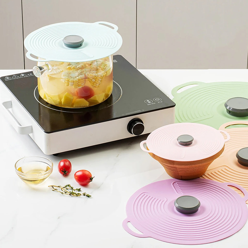 Silicone Fresh-Keeping Anti-Spill Lid – Leak-Proof, Dust-Proof, Reusable Food & Pot Cover for Kitchen Use - CartRare