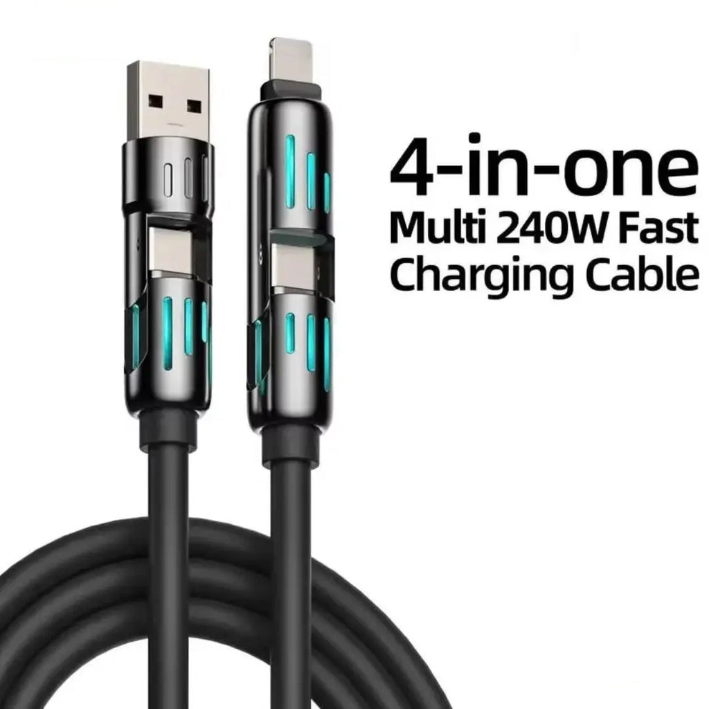 Universal 4-in-1 High-Speed 240W USB Charging Cable for iPhone and Samsung - CartRare