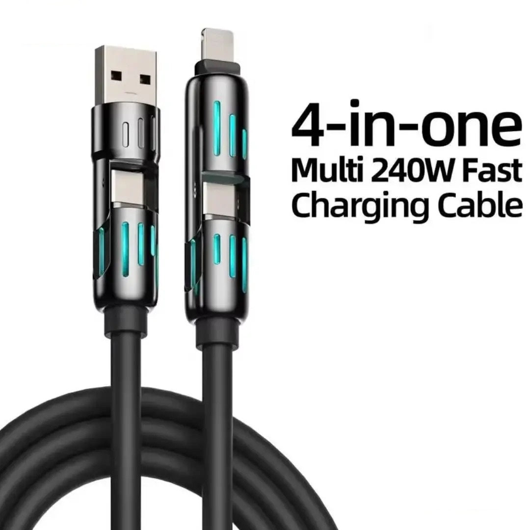 Universal 4-in-1 High-Speed 240W USB Charging Cable for iPhone and Samsung - CartRare