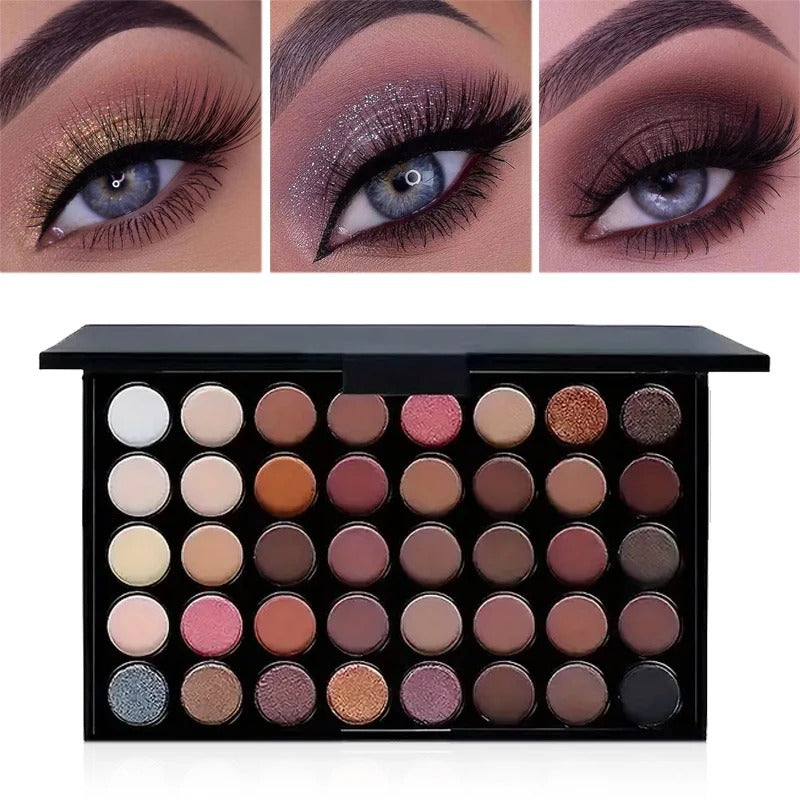 Professtional 40-Color Glitter & Matte Eyeshadow Palette – Waterproof, Long-Lasting Pressed Powder Makeup Kit for Women - CartRare
