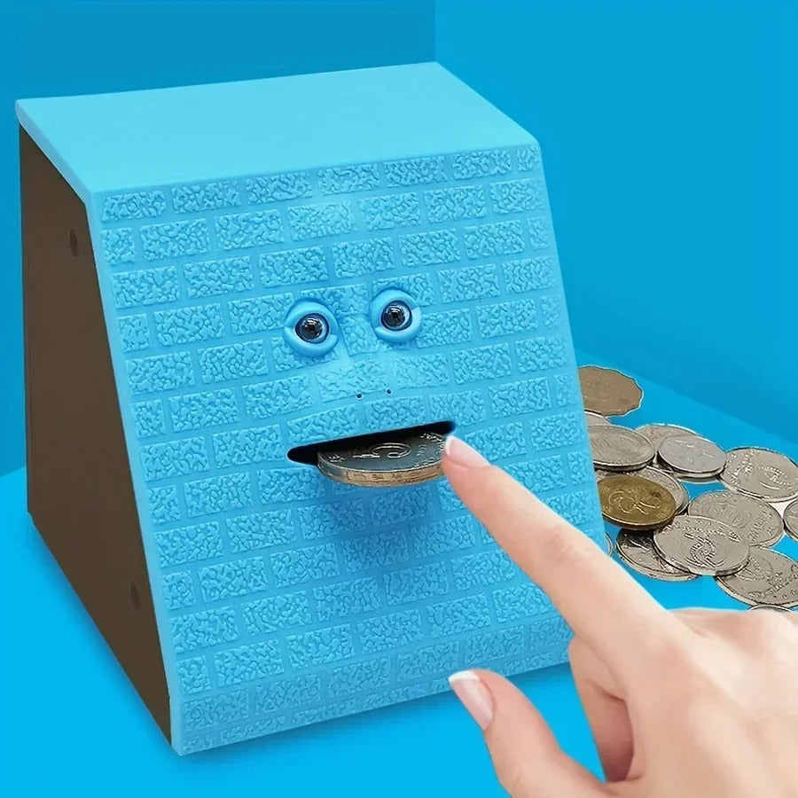 Smart Face Piggy Bank – Motion Sensor Coin-Eating Money Box for Kids & Adults – Fun Electric Plastic Savings Bank - CartRare