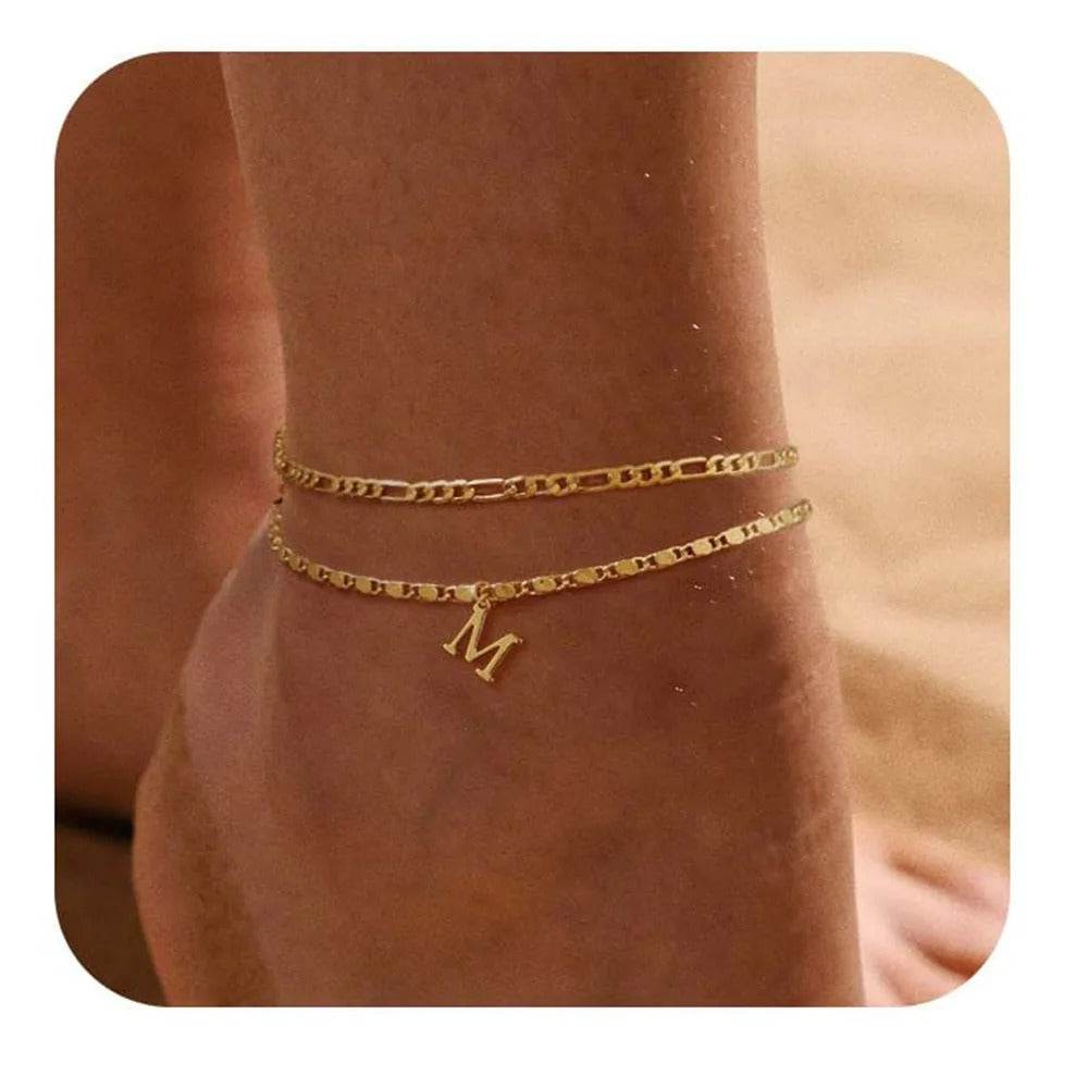 26 Letters A-Z Stainless Steel Chain Anklets For Women - CartRare